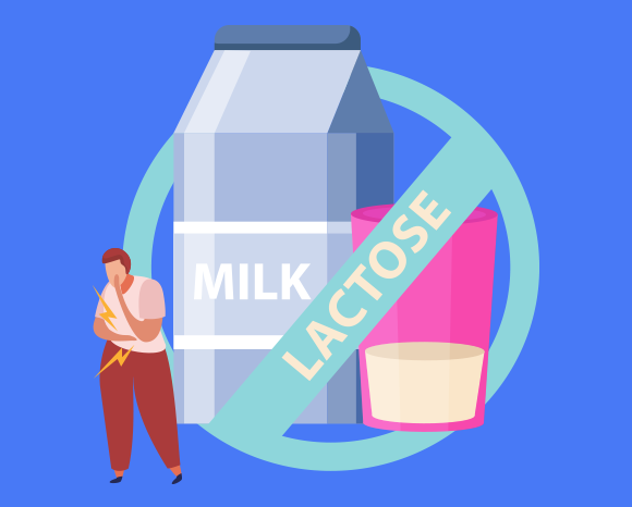 Milk substitutes enable people who are sensitive to cow’s milk to find an alternative beverage. Lactose intolerance | Source: Macrovector, Shutterstock